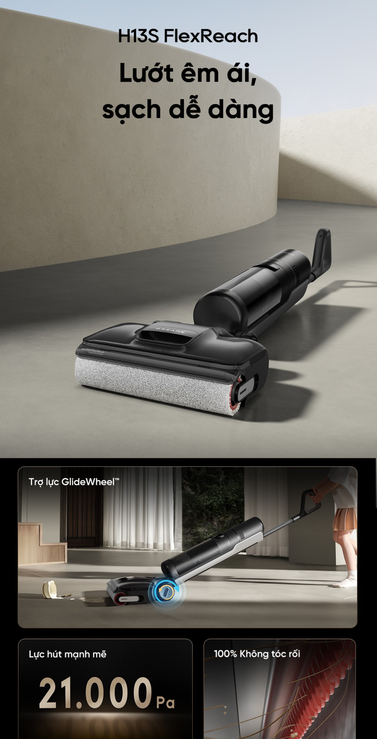 Dreame H13s Flexreach gập nghiêng 180°
