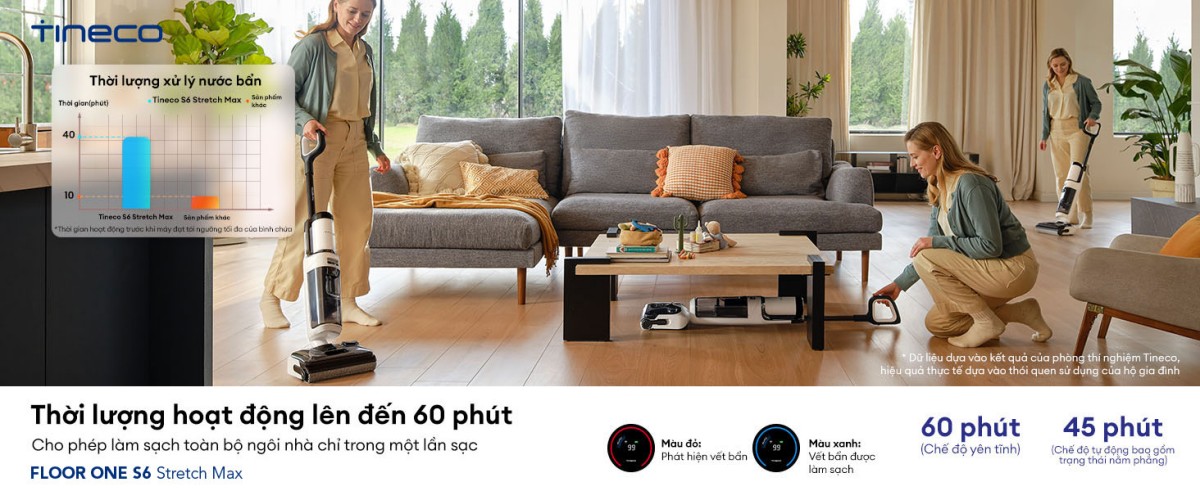 Tineco Floor One S6 Stretch Max | Lực hút 22.000Pa