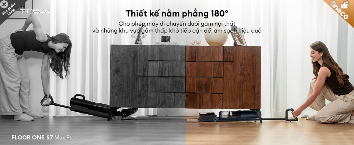 Tineco S7 Max Pro gập nghiêng 180°