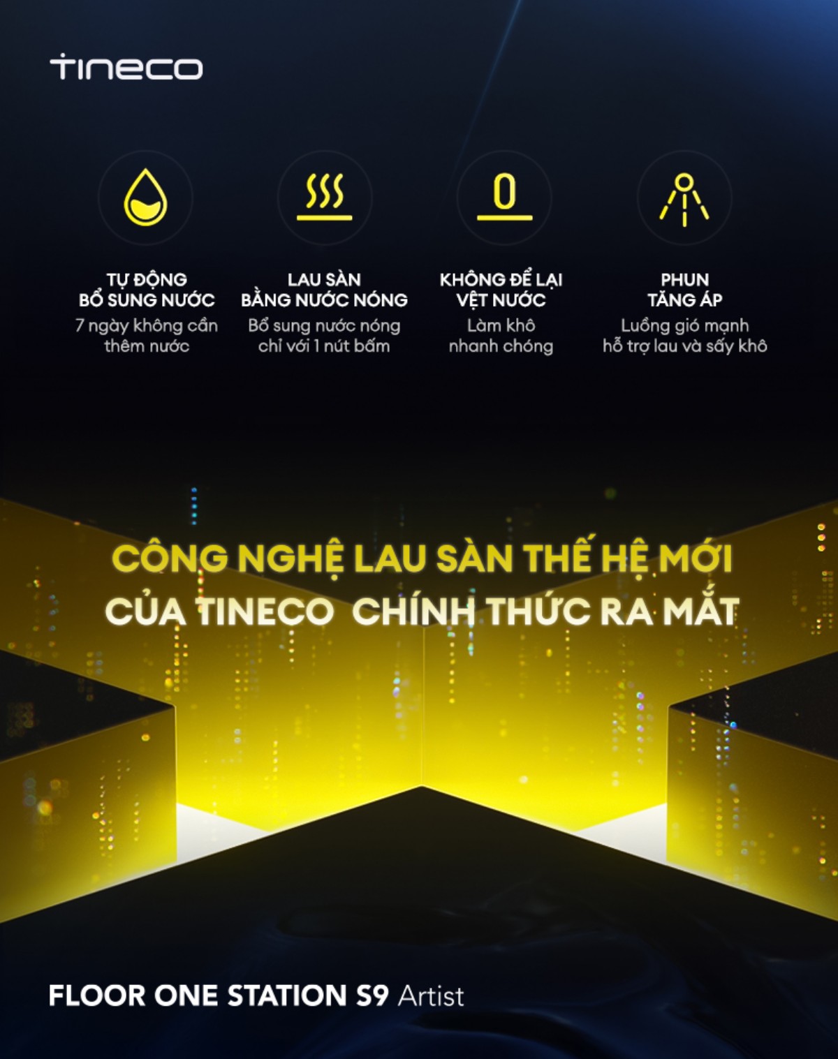 Tineco Station S9 Artist gập nghiêng 180°