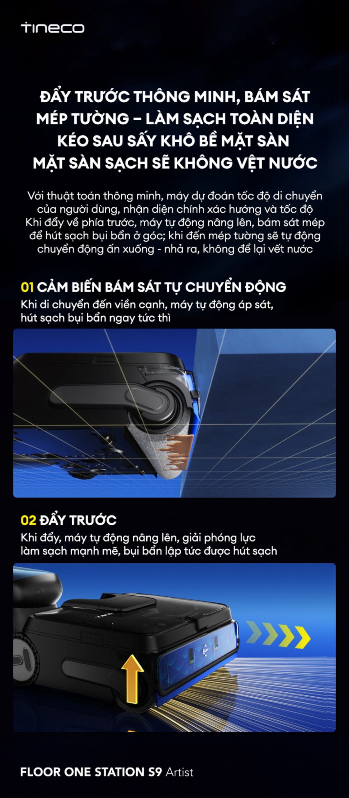 Tineco Station S9 Artist gập nghiêng 180°