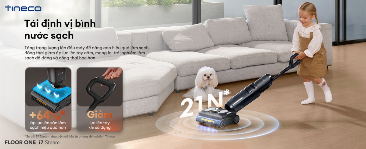 Tineco i7 Steam gập nghiêng 180°