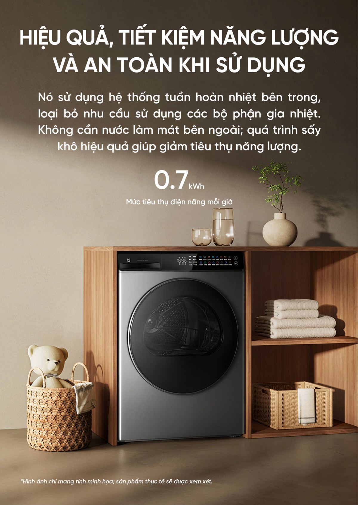 Máy sấy quần áo Xiaomi Mijia H100MJ103 2025 sấy 10kg Sấy Bơm Nhiệt