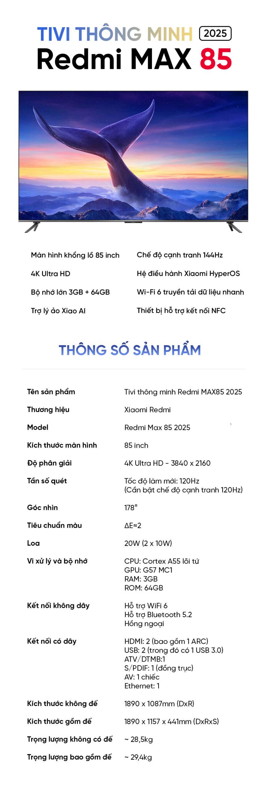 Tivi Xiaomi Redmi Max 85 Inch 2025