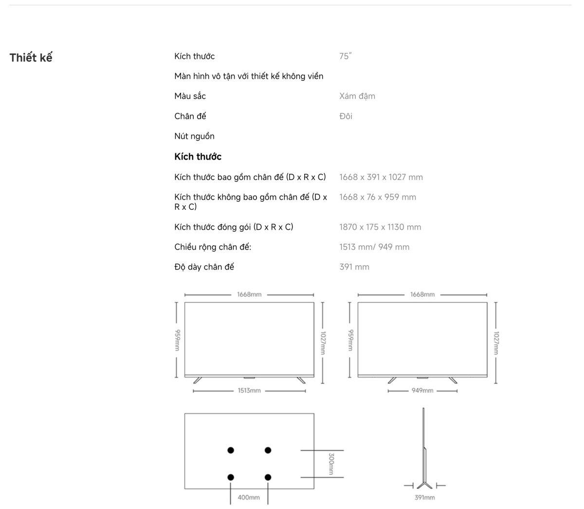 Tivi Xiaomi A Pro 75 Inch - 2026 Bản Quốc Tế - QLED 4K/60Hz - 2GB/8GB