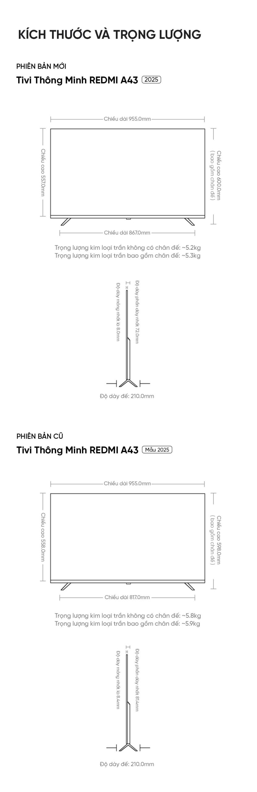 Tivi Xiaomi Redmi A43 2025 43 Inch - FHD/60Hz - 1GB/8GB