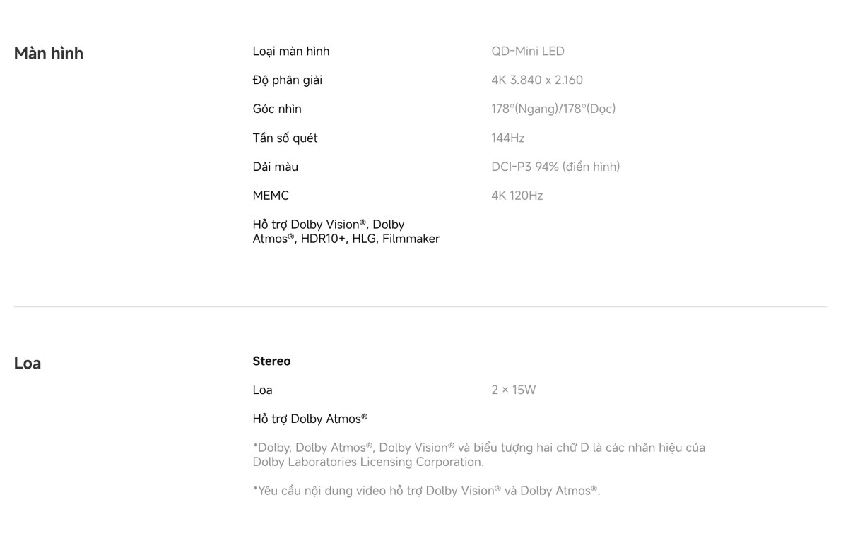 Tivi Xiaomi S Pro Mini LED 55 Inch 2026 - Bản Quốc Tế - 4K/144Hz - 3GB/32GB