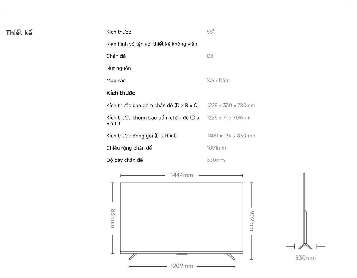 Tivi Xiaomi S Pro Mini LED 55 Inch 2026 - Bản Quốc Tế - 4K/144Hz - 3GB/32GB